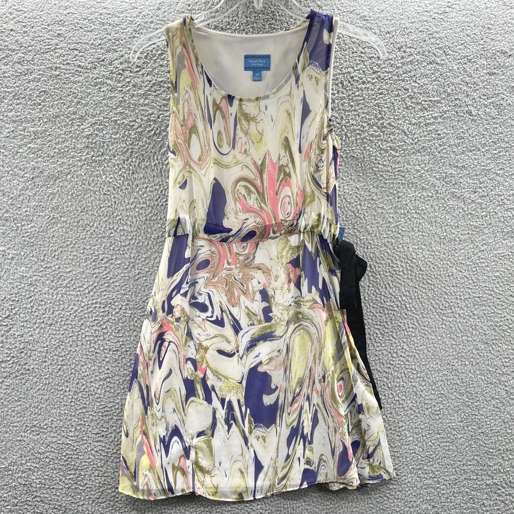 Women Abstract Sleeveless Dress XS‎ Artsy Modern Casual Summer Flowy Resort